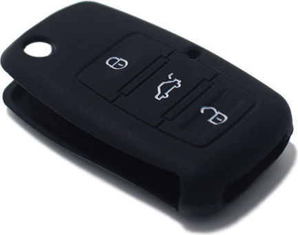 Car Key Cover Case made of with 3 Buttons for VW / Skoda / Seat in Black Color