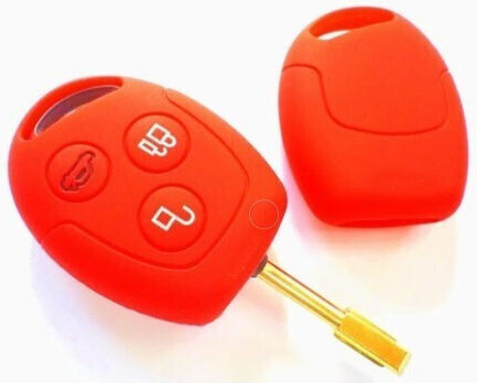 Car Key Cover Case made of with 3 Buttons for Ford in Red Color