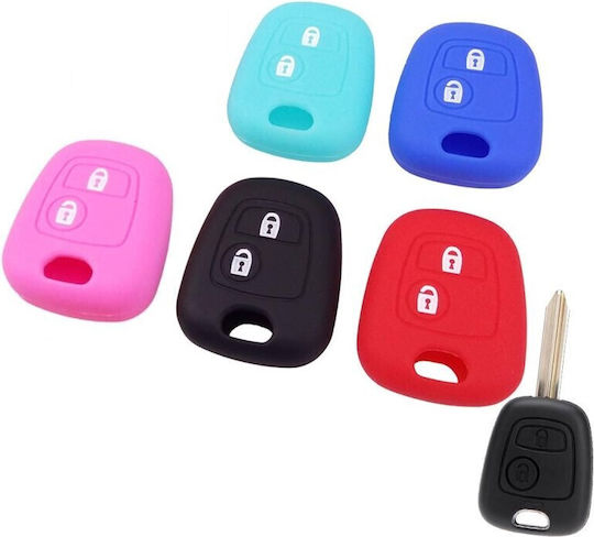 Car Key Cover Case made of with 2 Buttons for Peugeot / Citroen / Toyota in Blue Color