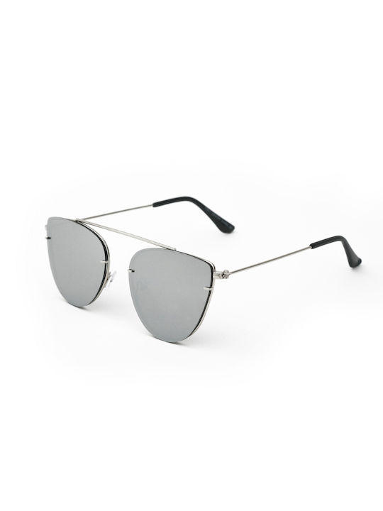 V-store Sunglasses with Silver Metal Frame and Silver Mirror Lens 20.524SILVER