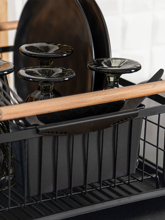 Estia Bamboo Essentials Στραγγιστήρι Νεροχύτη Μεταλλικό Μαύρο 44x32x20cm