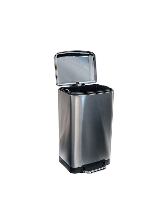 Estia Soft Close Metal Pedal Waste Bin 30lt Inox Matte