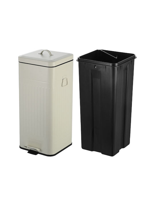 Estia Soft Close Waste Bin Waste Metallic with Pedal Ivory 30lt 1pcs