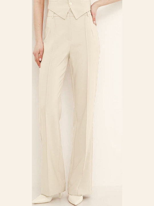 Women's Fabric Trousers Ecru