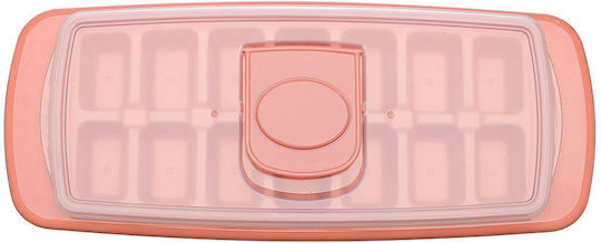 Estia Ice Tray Rectangular Plastic 14 Slots with Lid Pink 01-15046