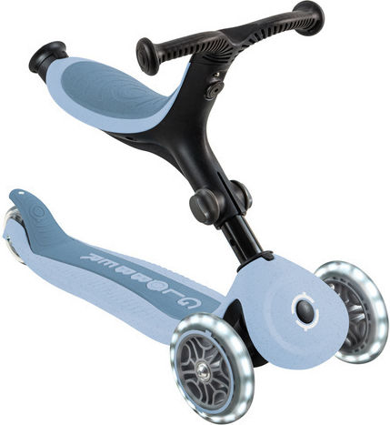 Globber Scuter Copii Pliabil Go Up Active Lights Ecologic 3 Roți Cu Scaun Pentru 15 Luni Albastru