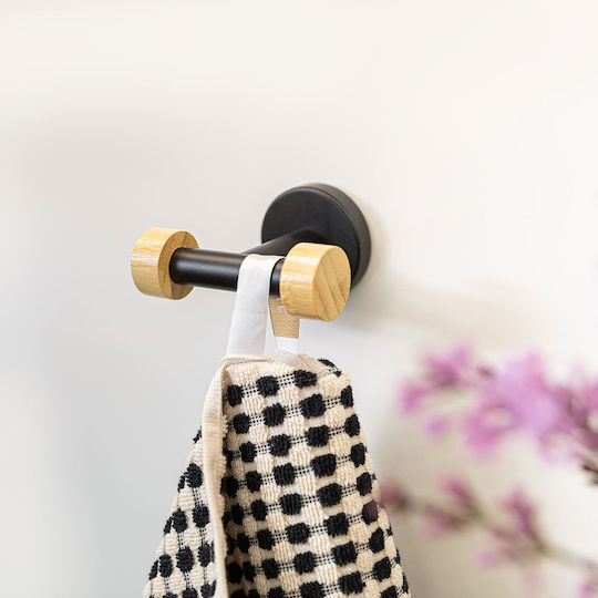 Estia Bamboo Essentials Άγκιστρο Μπάνιου Διπλό Μαύρο
