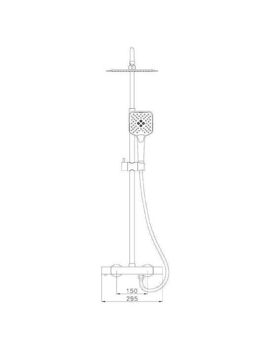 Orabella Adjustable Shower Column with Mixer Black