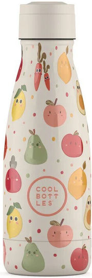 Cool Bottles Kids Water Bottle Thermos Stainless Steel with Pop-Up Cap Fruit Salad 260ml