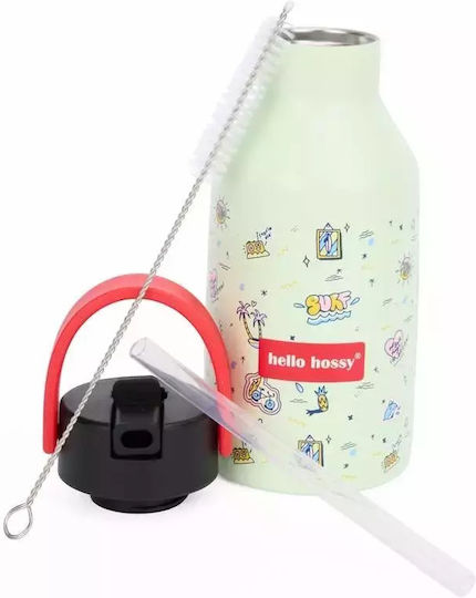 Hello Hossy Sticlă pentru copii Termos din Oțel Inoxidabil cu Pai 350ml