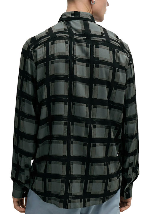 Hugo Boss Men's Shirt Long-sleeved Checked Green