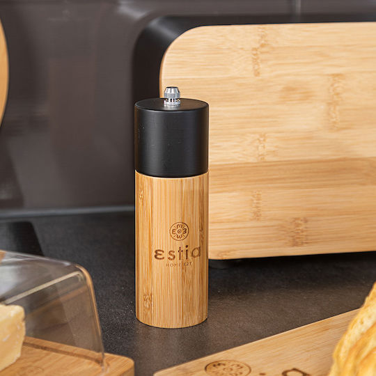 Estia Bamboo Essentials Ръчна Мелничка За Сол Дървена в Черен Цвят 16cm