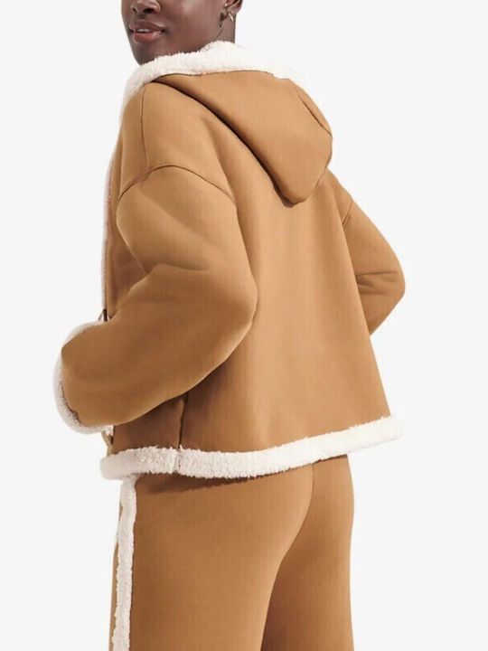 Ugg Australia Winter Women's Fleece Blouse Long Sleeve with Hood Chestnut