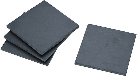 Estia Suporturi Pentru Pahare din Piatră Negre 10x10cm 4 Bucăți