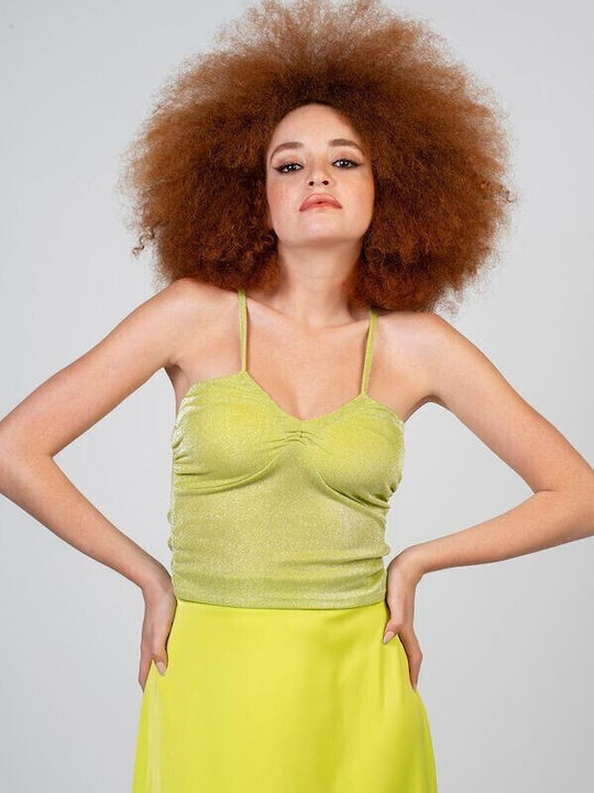 Bellino Crop Τοπ Lurex Λαιμ