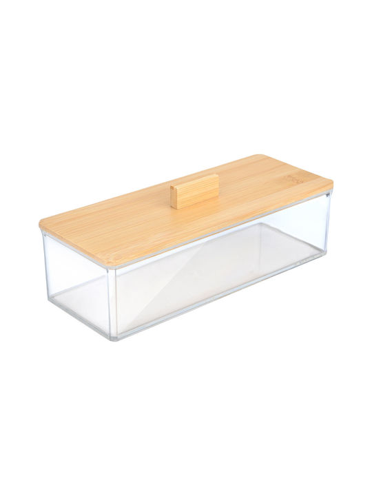 Bamboo Rectangular Storage And Organization Box 23.3x9.4x8.8cm With Lid