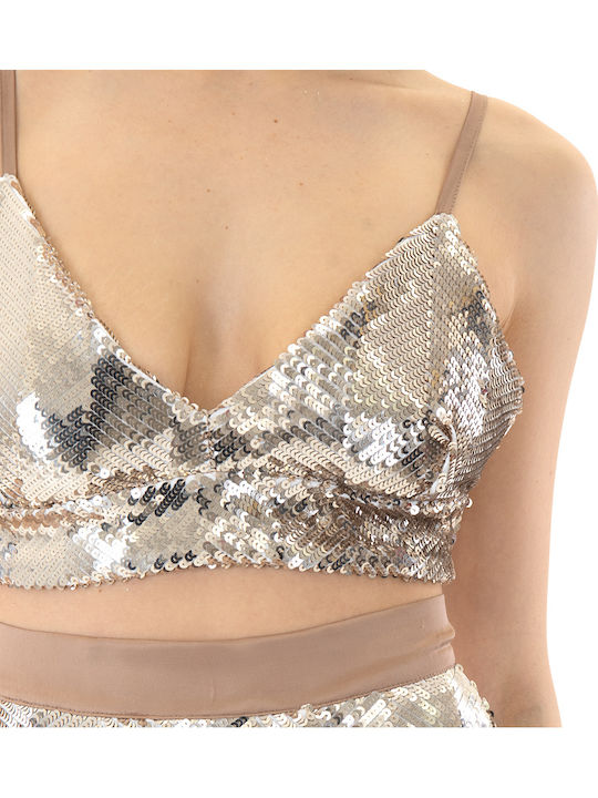 Women's Blouse Corset with Straps Gold