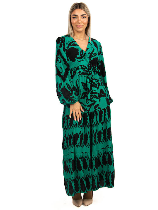 Boho Crossed Dress Black-Green