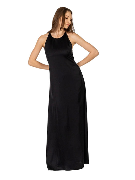 Maxi Evening Dress Satin Black