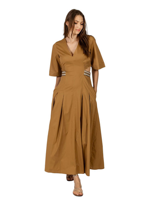Maxi Φόρεμα Πλεκτό Brown