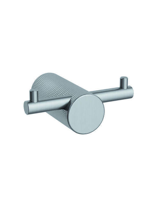 Orabella Άγκιστρο Μπάνιου Διπλό με Βίδες ​7.1x5.5cm Ασημί