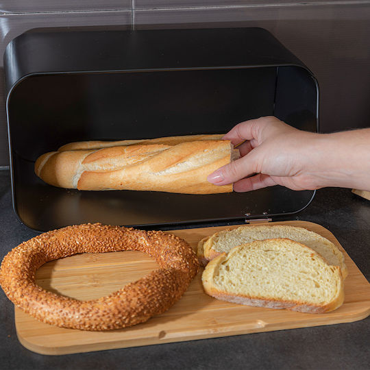 Estia ESSENTIALS Bread Box with Lid made of Bamboo Black 34.5x19x17cm