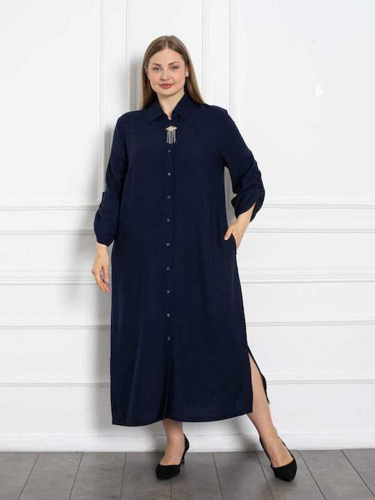 Bubble Chic Rochii de vară pentru femei Maxi Rochie cu cămașă Rochie Dark Blue