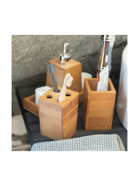 Estia Bathroom Accessory Set Wooden Brown 3 Pieces