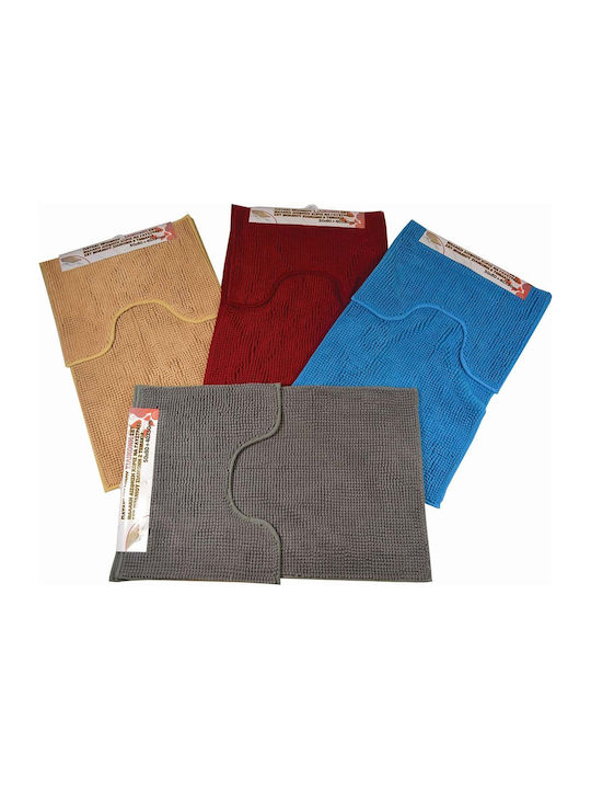 Sidirela Non-Slip Bath Mats Set Toilet E-2564 Grey 2pcs