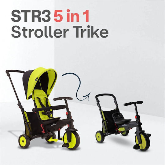 Smart Trike Tricicletă pentru copii STR3 Pliabil, Transformabil cu Mâner Parental & Cort pentru 9+ luni Verde