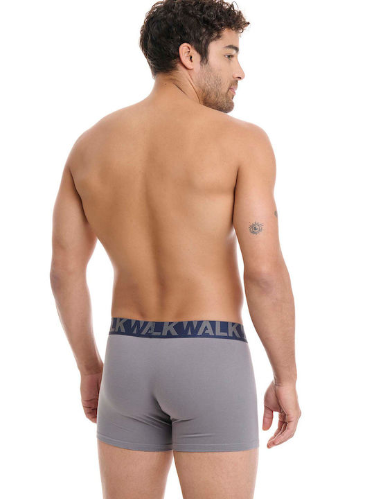 Walk Herren Boxershorts Blue Dark grey 2Packung