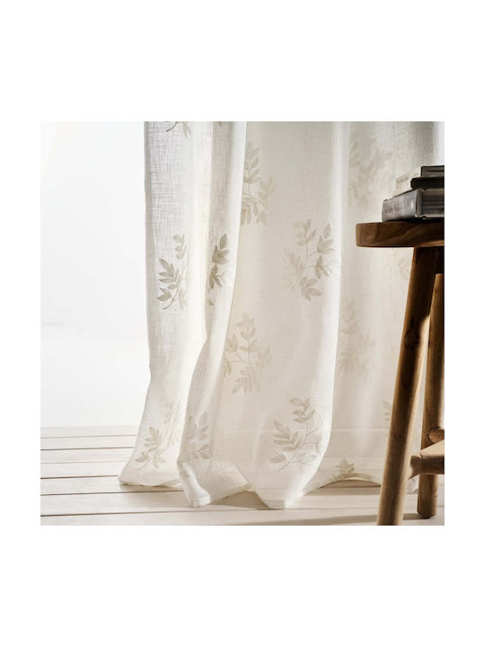 Gofis Home Vorhang mit Grommet Leaf Weiß 140x280cm