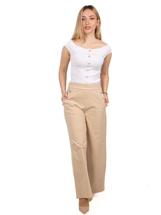 Ellen Women's Fabric Trousers Beige