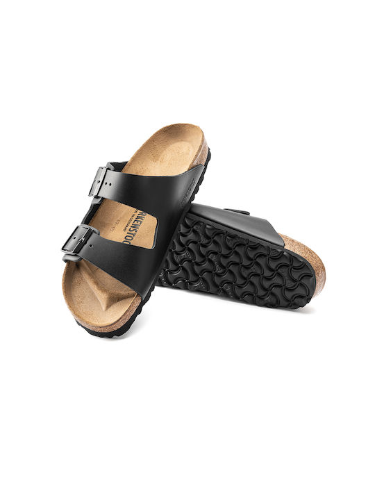 Birkenstock Arizona Δερμάτινα Γυναικεία Σανδάλια σε Μαύρο Χρώμα