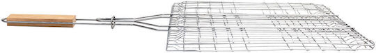 Barbeque Grill Rack Metallic 60x41cm with Wooden Handle
