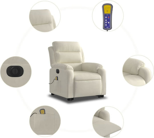 Relaxsessel Friseurwaschbecken mit Fußhocker Samt Cream 75x92.5x100cm