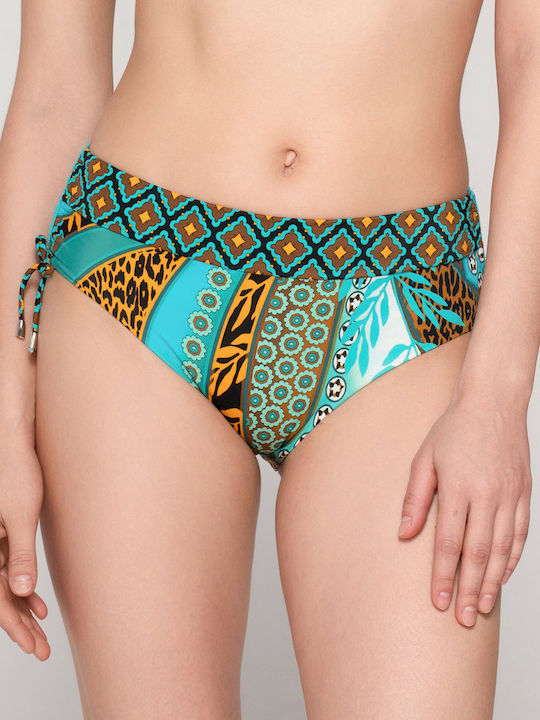 Jade High-Waisted Bikini Bottoms with Ruched Details