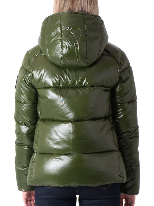 Save The Duck Women's Short Lifestyle Jacket for Winter Pine Green