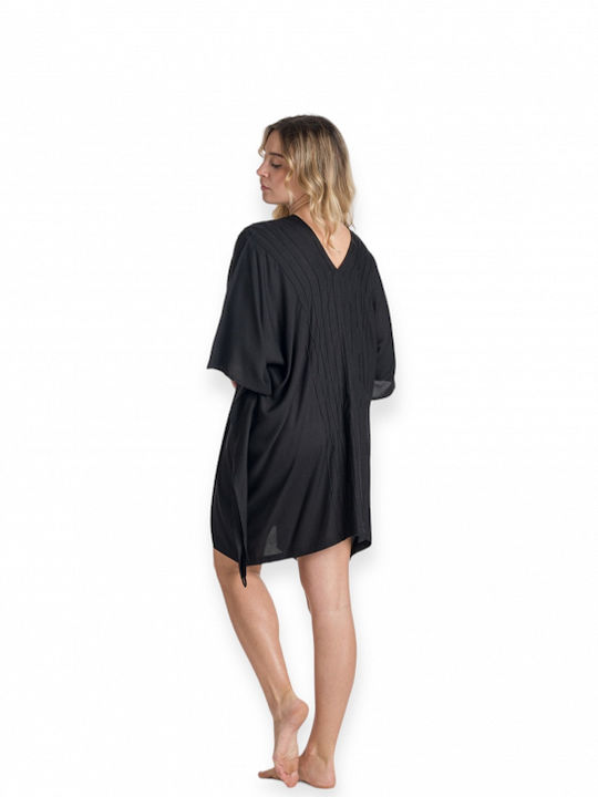 Rima Beachwear Damen Mini Kaftan Strand Schwarz