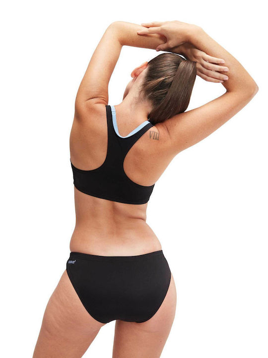 Speedo Bikini Set Triangle Top & Slip Bottom with Adjustable Straps Black