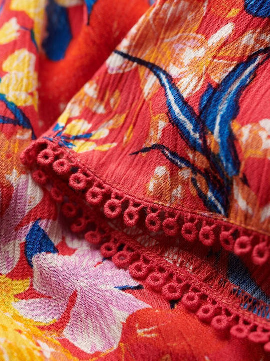 Beach Playsuit Damen Kurzärmelig Einteiler Shorts Rot