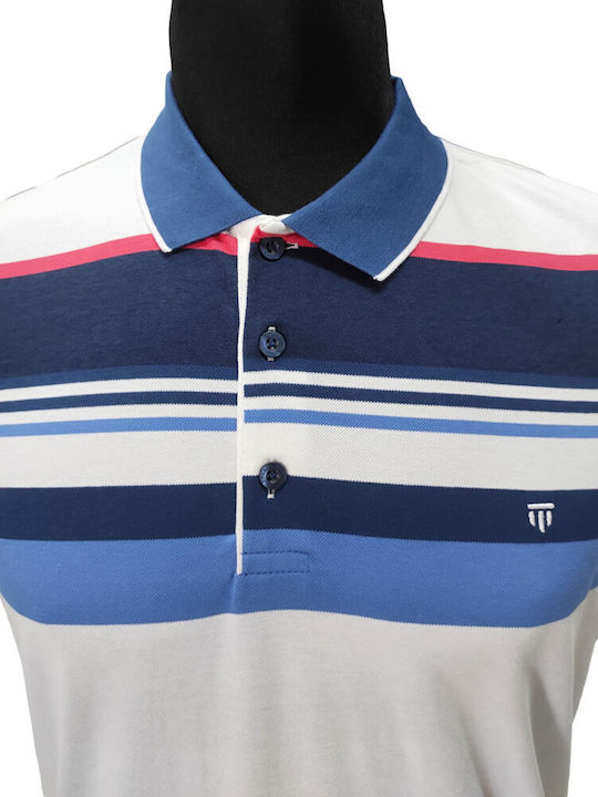 Men's Polo Shirt Tony Montana Piqué Striped White Blue