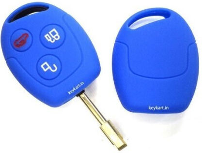 Car Key Cover Case made of with 3 Buttons for Ford in Blue Color