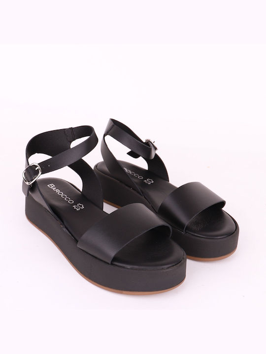 Barocco Women's Flat Sandals in Black Color