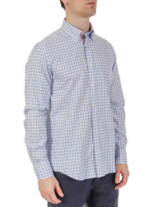 Paul&Shark Checkered Button Down Shirt White-Blue