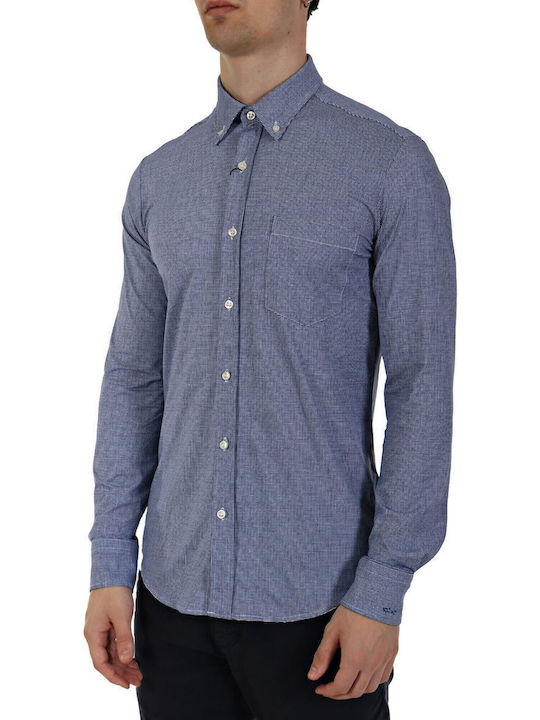 Paul&Shark Microcheck Button Down Shirt Blue