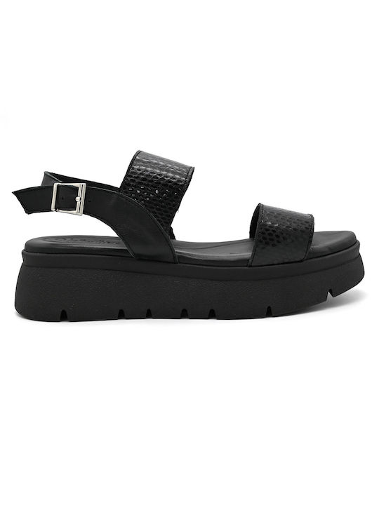 Valeria's Piele Sandale dama Pantofi cu platformă în Negru Culoare