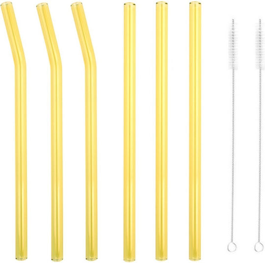Straws Glass with Brush 6pcs