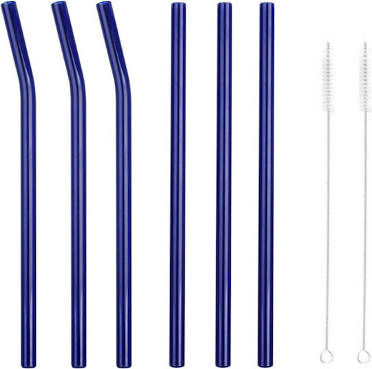 Straws Glass with Brush 6pcs