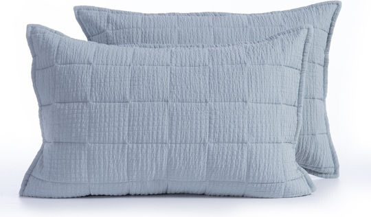 Nef-Nef Homeware Elements Kissenbezug-Set Oxford Gesteppt Silver/blue 52x72cm.